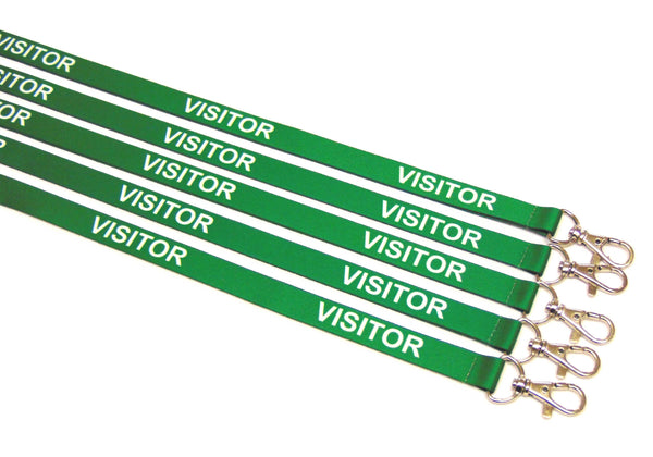VISITOR (green) with safety breakaway printed lanyard 15mm