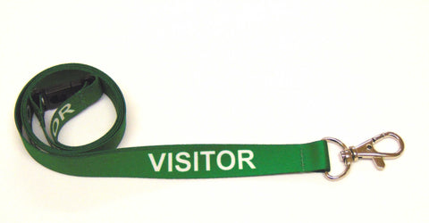 VISITOR (green) with safety breakaway printed lanyard 15mm