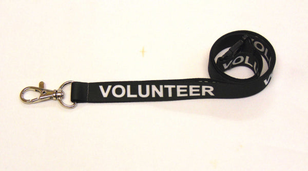 VOLUNTEER (black) printed lanyard 15mm with safety breakaway
