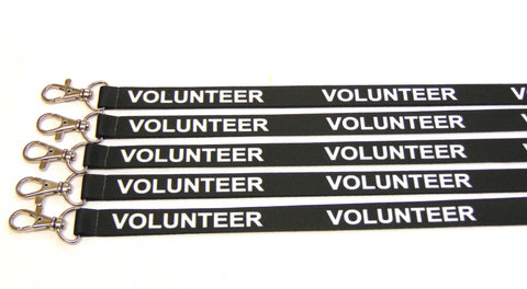 VOLUNTEER (black) printed lanyard 15mm with safety breakaway