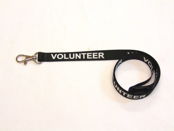 VOLUNTEER (black) printed lanyard 15mm with safety breakaway