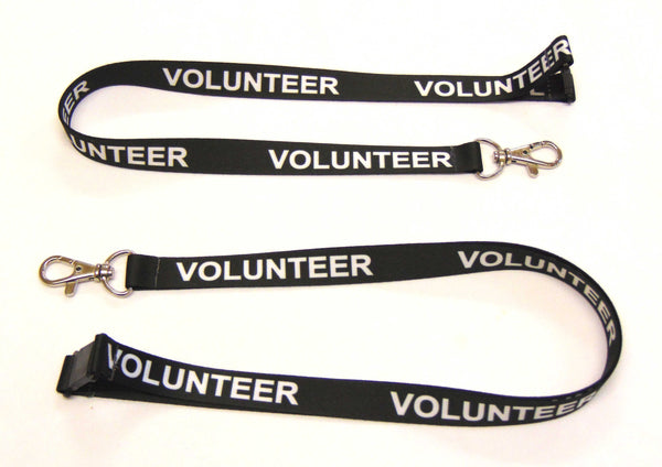 VOLUNTEER (black) printed lanyard 15mm with safety breakaway