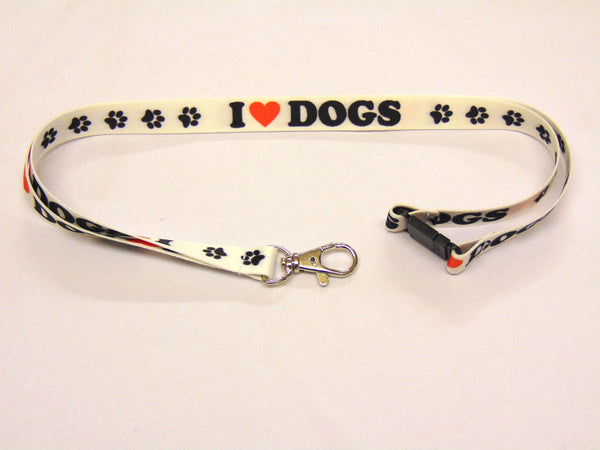 I Love Dogs lanyard (white) 15mm