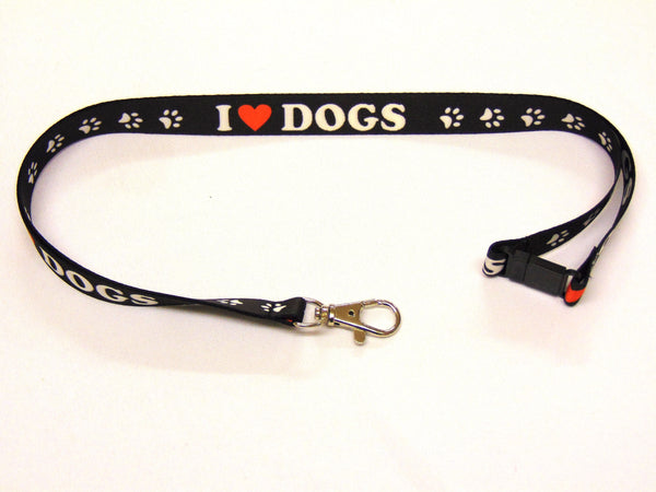 I Love Dogs lanyard (black) 15mm